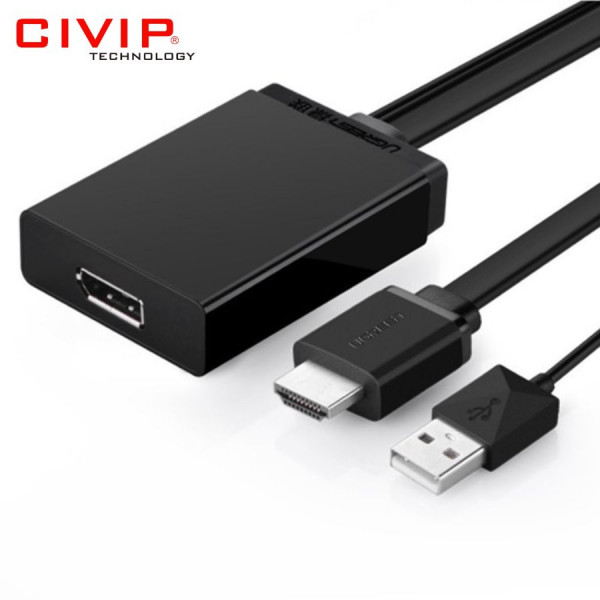 Bộ chuyển đổi HDMI (nguồn USB) to Displayport Ugreen 40238 hỗ trợ 4K, 2K