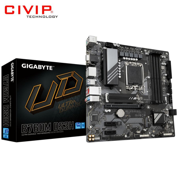 Mainboard GIGABYTE B760M DS3H DDR5 (Chipset B760, Socket Intel LGA1700, DDR5, DP / HDMI / VGA, mATX)