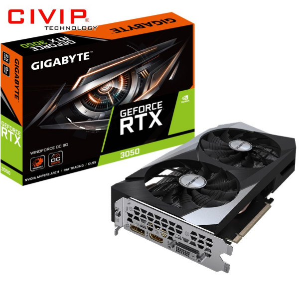 VGA GIGABYTE RTX 3050 WINDFORCE OC 8G  (8GB, GDDR6, 128bit, HDMI / DisplayPort / DVI-D)