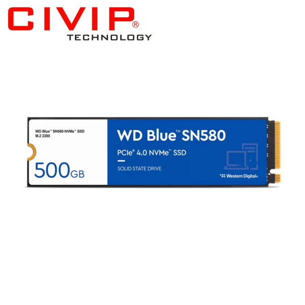 SSD WD Blue SN580 500GB M.2 NVMe PCIe Gen4x4 (WDS500G3B0E)