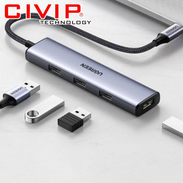 Bộ chia USB Type C ra 4 cồng USB 3.0 vỏ nhôm Ugreen 20841