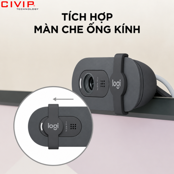 Webcam Logitech BRIO 100 Đen