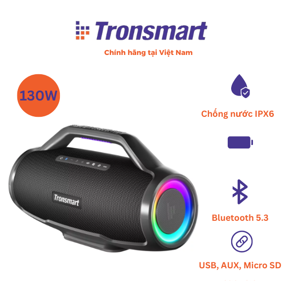 Loa Bluetooth Tronsmart Bang Max 130W, Cổng Micro có dây, Cổng kết nối Guitar