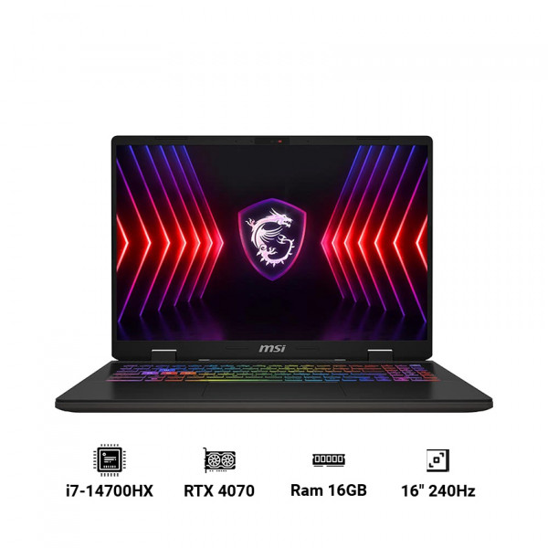 Laptop gaming MSI Sword 16 HX B14VGKG 038VN (i7-14700HX / 8GB*2/1TB NVMe PCIe SSD/ RTX 4070 8GB/15.6 inch FHD 144Hz/Win11)