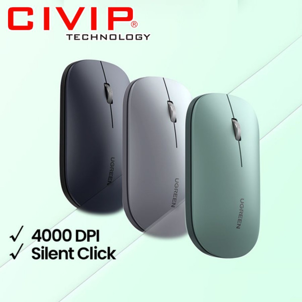 Chuột không dây Ugreen 25159 (2.4Ghz + Bluetooth) - Xanh lá