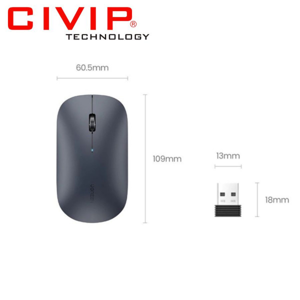 Chuột không dây Ugreen 25163 (2.4Ghz + Bluetooth) - Đen