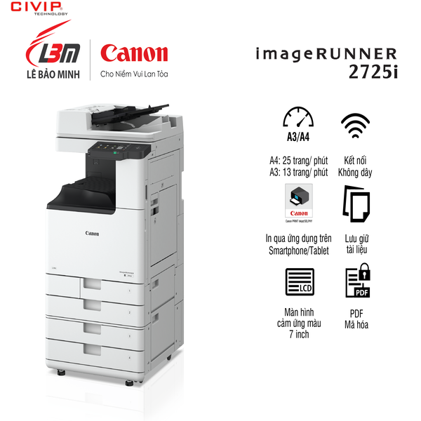 Máy photocopy đơn sắc Canon iR2725i (Hàng chính hãng Lê Bảo Minh phân phối)