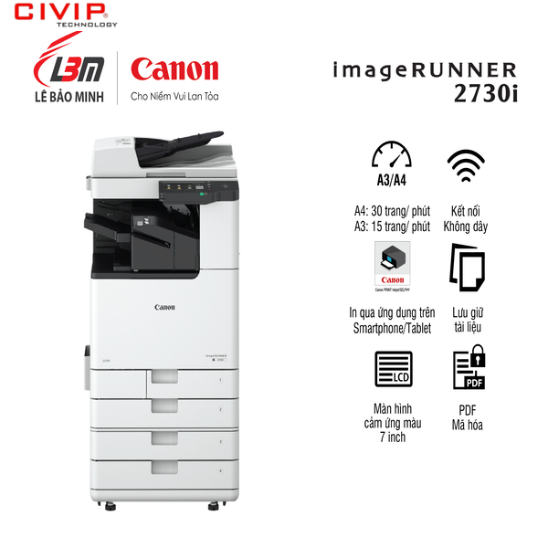 Máy Photocopy đơn sắc Canon iR2730i (Hàng chính hãng Lê Bảo Minh phân phối)