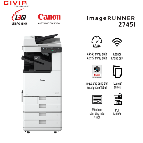 Máy photocopy đơn sắc Canon iR2745i (Hàng chính hãng Lê Bảo Minh phân phối)