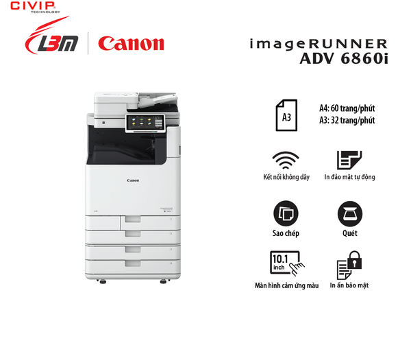 Máy Photocopy đơn sắc Canon iR-ADV DX 6860i (Hàng chính hãng Lê Bảo Minh phân phối)