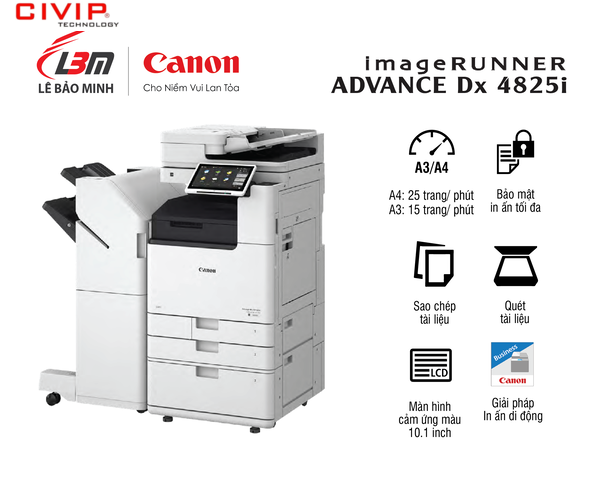 Máy Photocopy đơn sắc Canon iR-ADV DX 4825I 230V (Hàng chính hãng Lê Bảo Minh)