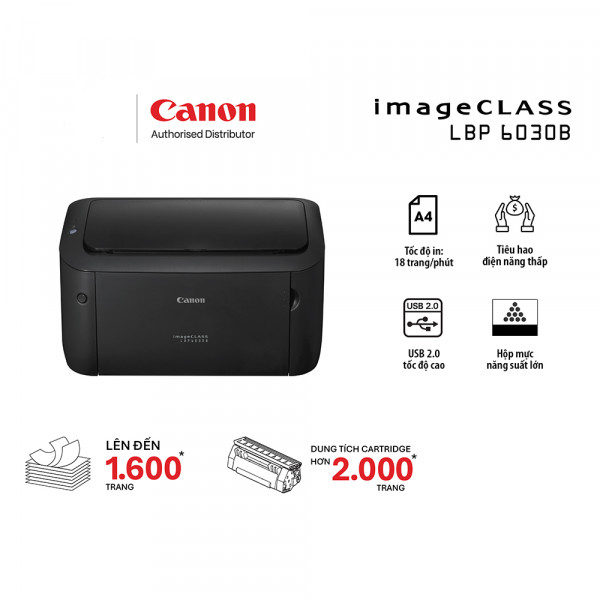 Máy in laser đen trắng Canon LBP6030B (A4/A5/ USB) (Hàng chính hãng Lê Bảo Minh)