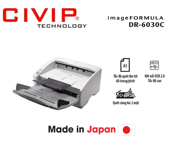 Máy Scan Canon DR-6030C (A3/A4/ Đảo mặt/ USB)