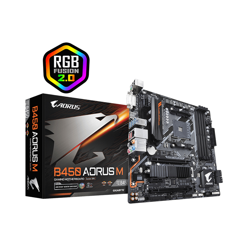 Mainboard GIGABYTE B450 AORUS - M (AMD B450/Socket AM4/mATX/4 khe RAM DDR4)