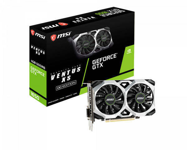 Card màn hình MSI GeForce GTX 1650 D6 VENTUS XS OC (4GB DDR6/128-bit/HDMI+DP+DVI)