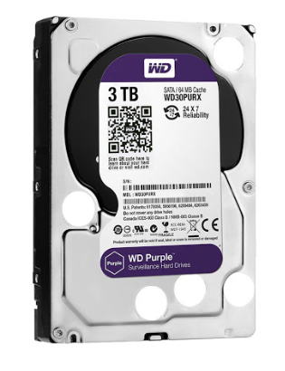 Ổ cứng PC WD Purple (3TB/3.5" SATA 3/64MB Cache/5400RPM) (Màu tím)