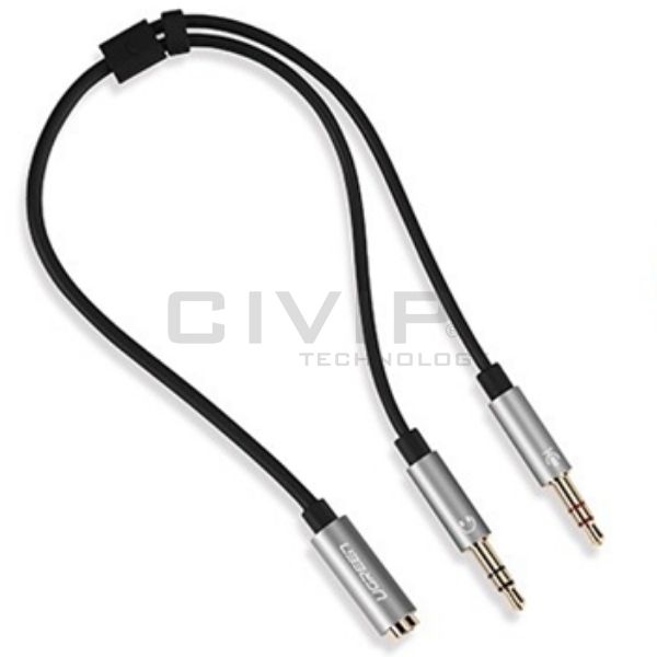 Cáp chuyển đổi Audio 3.5mm sang 2 đầu 3.5mm 1 mic 1 loa chính hãng Ugreen UG-20899