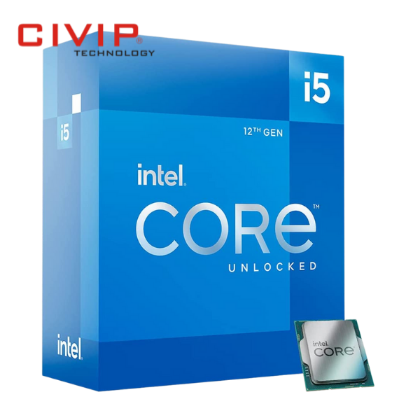 CPU Intel Core i5 12600KF - Không tích hợp VGA (Socket LGA1700, P-Core 3.7GHz Turbo 4.9GHz, E-Core 2.8GHz Turbo 3.6GHZ, 10 nhân 16 luồng, 20MB Cache, 125W)