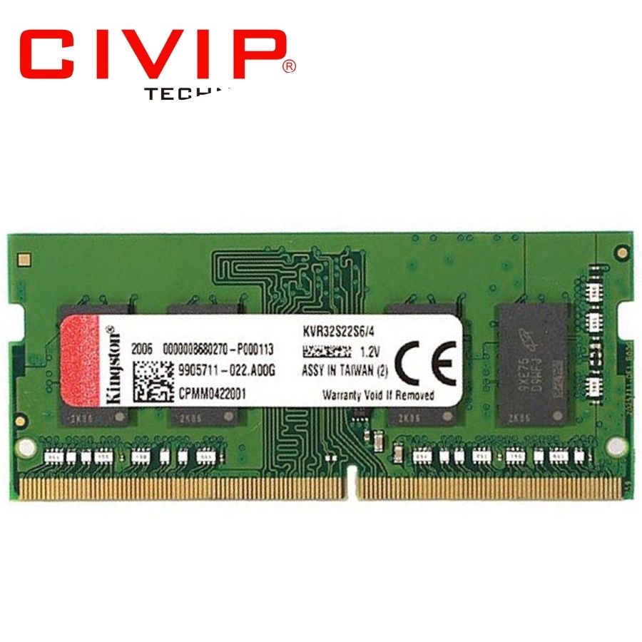 Ram Laptop Kingston 4GB (1x4GB) DDR4 3200Mhz (KVR32S22S6/4)