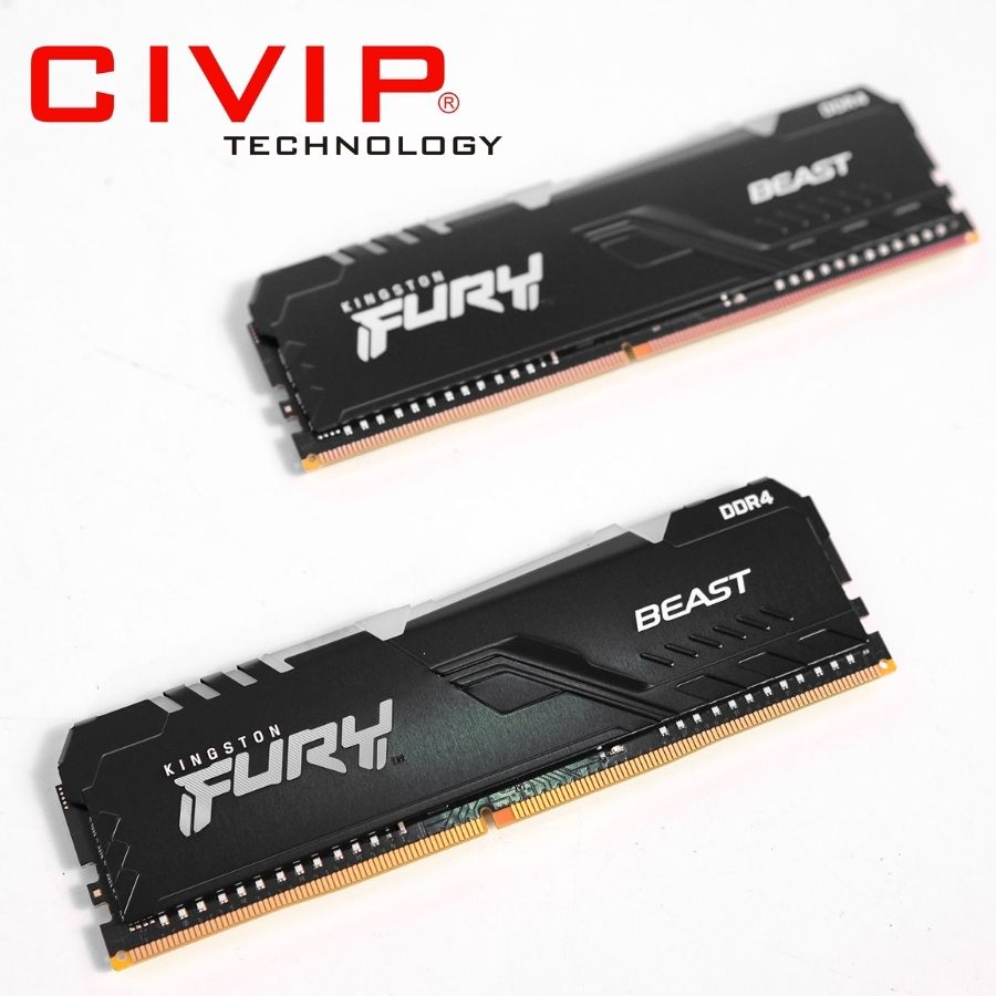 Ram PC Kingston Fury Beast 16GB 3200Mhz (8GBx2) (KF432C16BBAK2/16) RGB