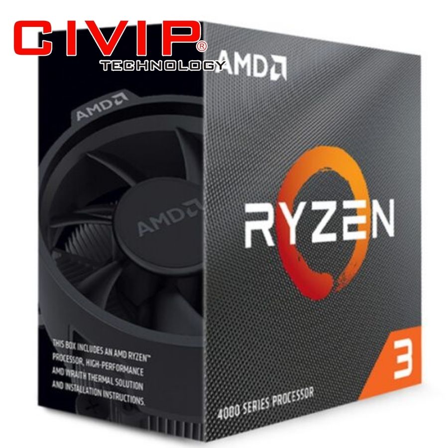 CPU AMD Ryzen 3 4100 MPK - Không tích hợp VGA (CPU AMD Socket AM4, 3.8GHz up to 4.0GHz, Cache 6MB, 4 Cores 8 Threads, TDP 65W)