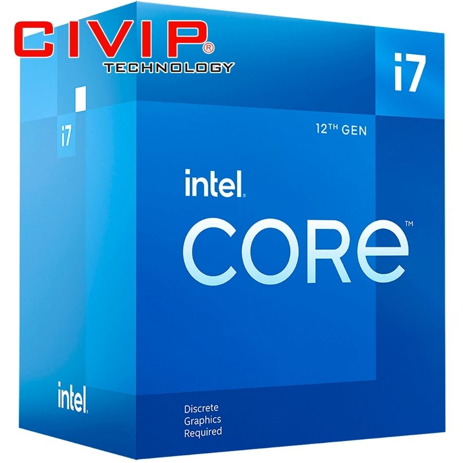 CPU Intel Core I7 12700F Box - Không tích hợp VGA (Socket LGA1700, max Turbo 4.9GHz, 12 nhân 20 luồng, Cache 25MB, 65W)