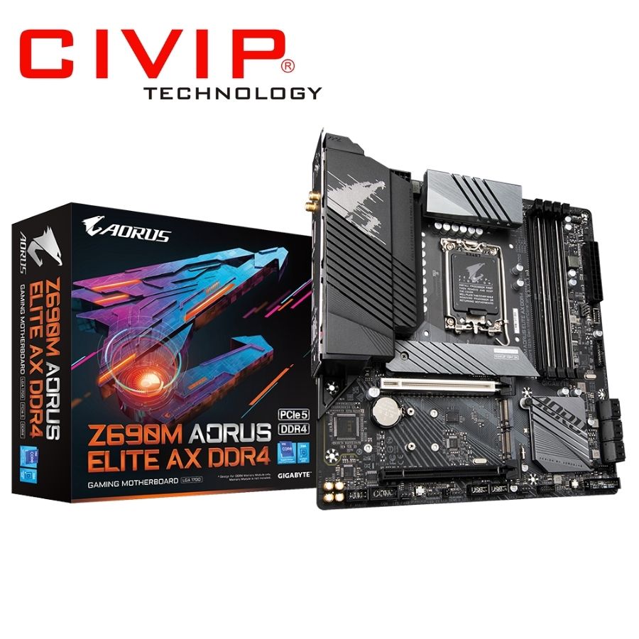 Mainboard Gigabyte Z690M AORUS ELITE AX DDR4 WIFI (Chipset Z690, CPU Intel LGA1700, Ram DDR4, HDMI | DP, mATX)