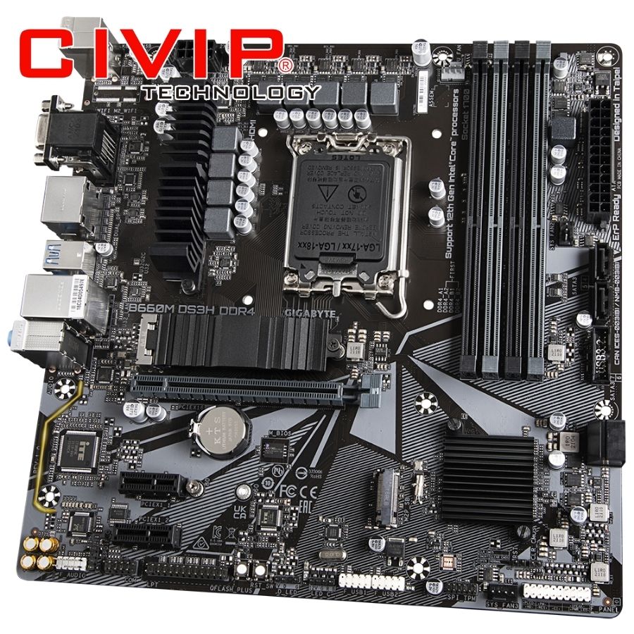 Mainboard Gigabyte B660M DS3H DDR4 (Chipset B660, CPU Intel LGA1700, Ram DDR4, VGA | HDIM | DP, mATX)