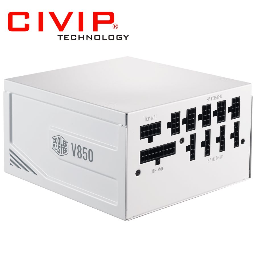 Nguồn Cooler master V GOLD V2 850W WHITE (Full Modular 850W, 4+4x1/8x1 CPU, PCl 6+2 x6, EPS 8x1, 12 SATA, ATX)