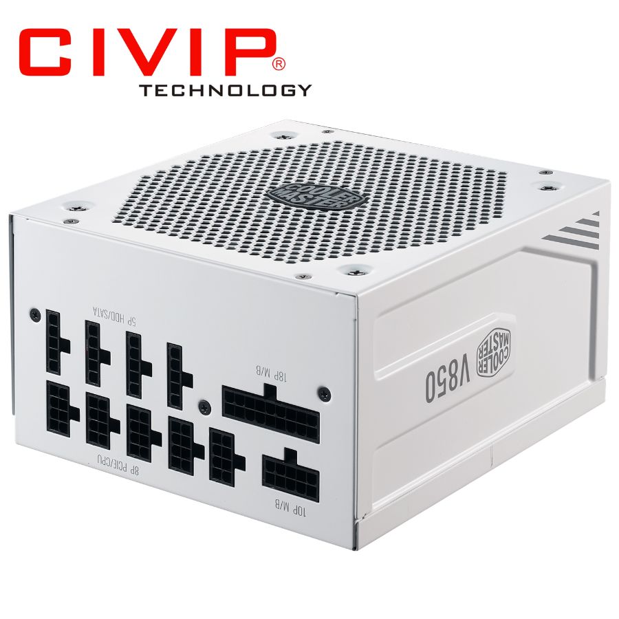 Nguồn Cooler master V GOLD V2 850W WHITE (Full Modular 850W, 4+4x1/8x1 CPU, PCl 6+2 x6, EPS 8x1, 12 SATA, ATX)