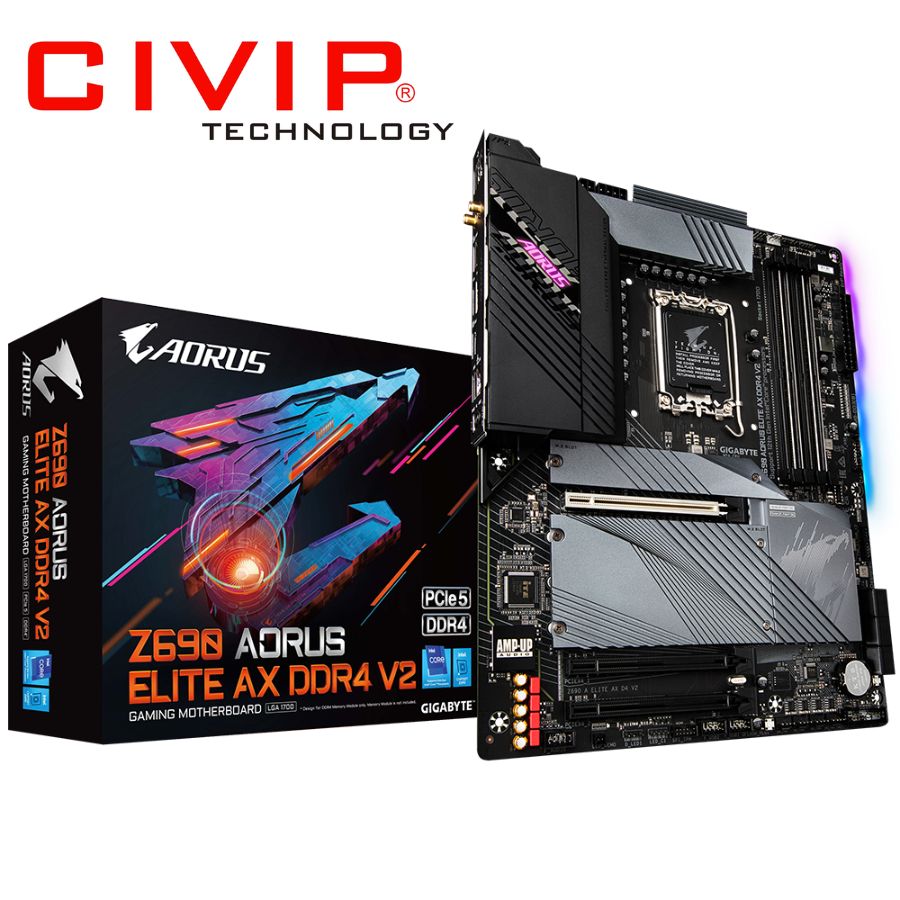 Mainboard Gigabyte Z690 AORUS ELITE AX DDR4 V2 (Chipset Z690, CPU Intel LGA1700, Ram DDR4, HDMI | DP, ATX)