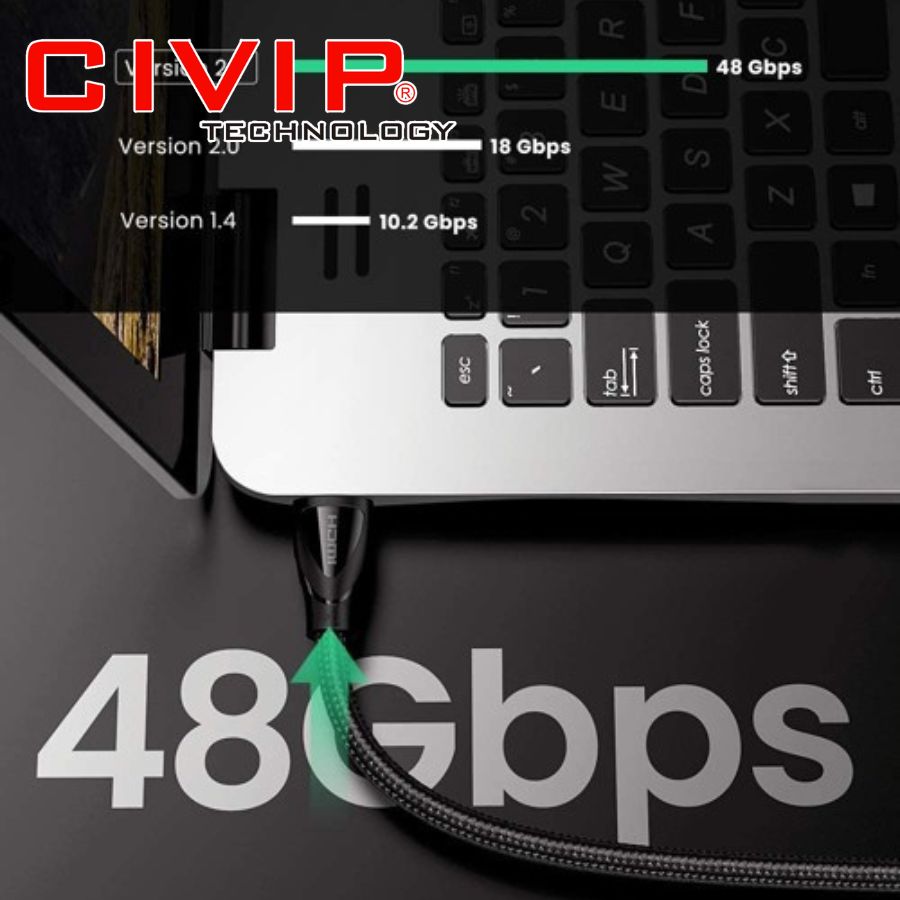 Cáp HDMI 2M 2.1 chuẩn Ultra HD 8K @60Hz Ugreen 80403