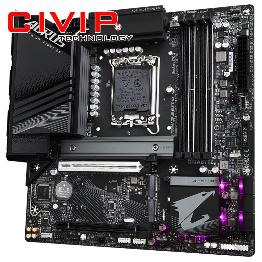 Mainboard Gigabyte Z790M AORUS ELITE AX DDR5 (Chipset Z790, Socket Intel LGA1700, DDR5, DP / HDMI, ATX)