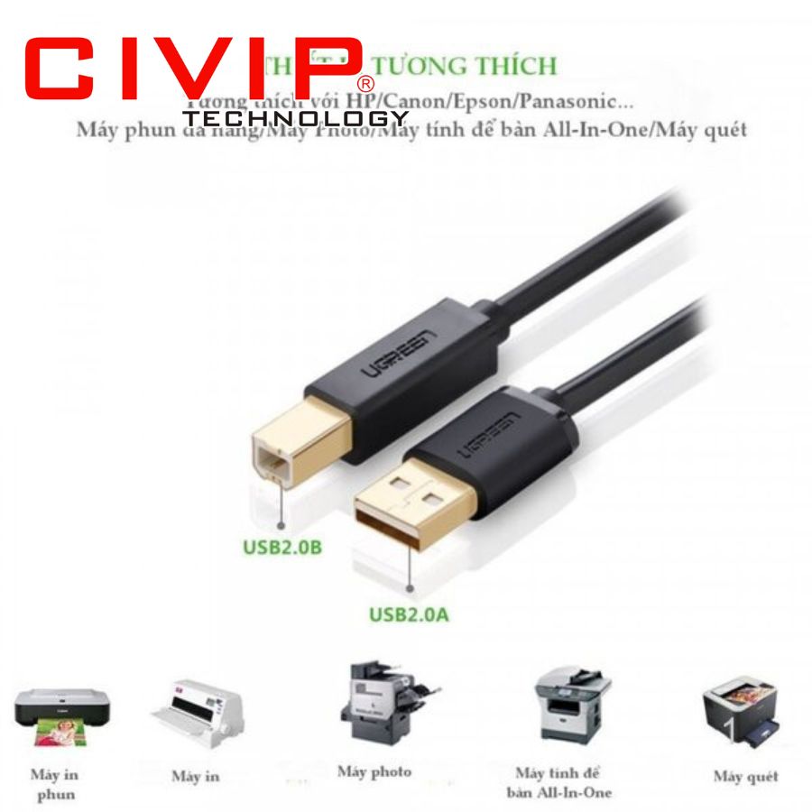 Cáp Máy in USB 2.0 dài 2M Ugreen 10327