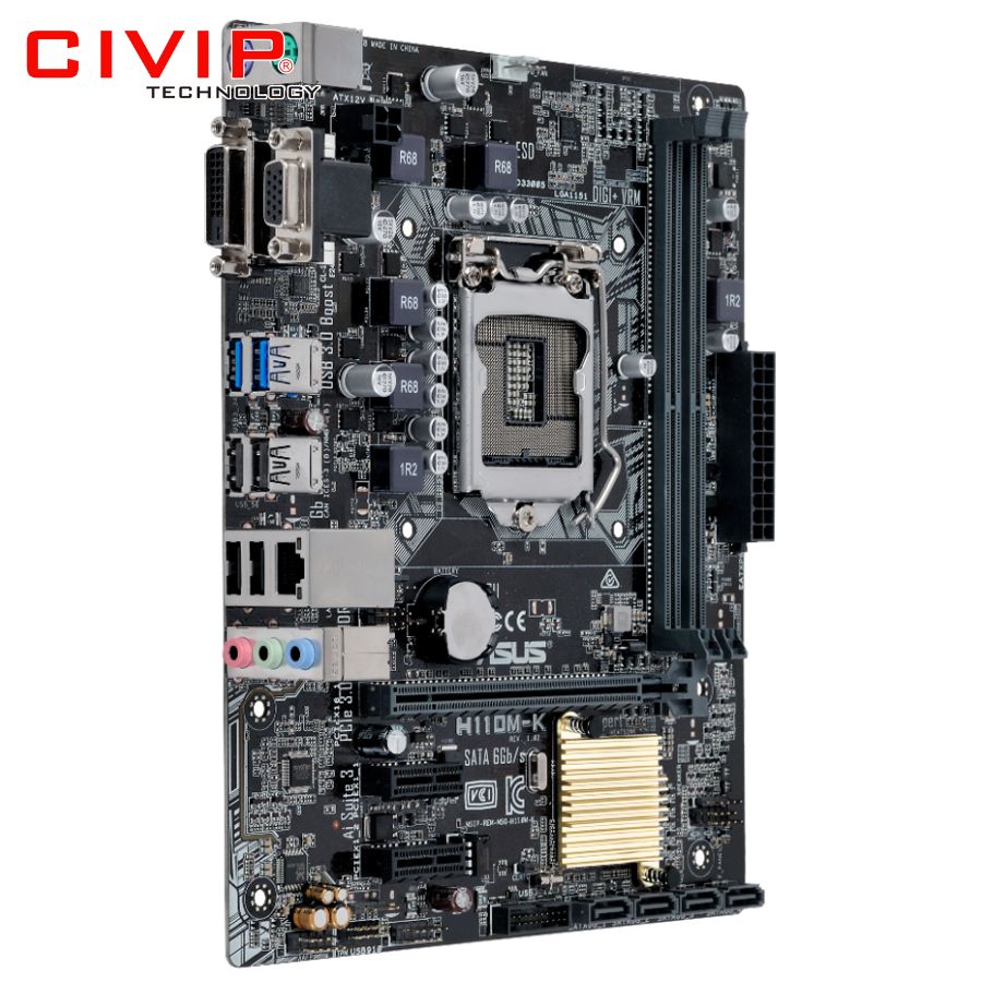 Mainboard ASUS H110M-K (Chipset H110, Socket 1151, DDR4 2 khe Ram, VGA / DVI-D, m-ATX)