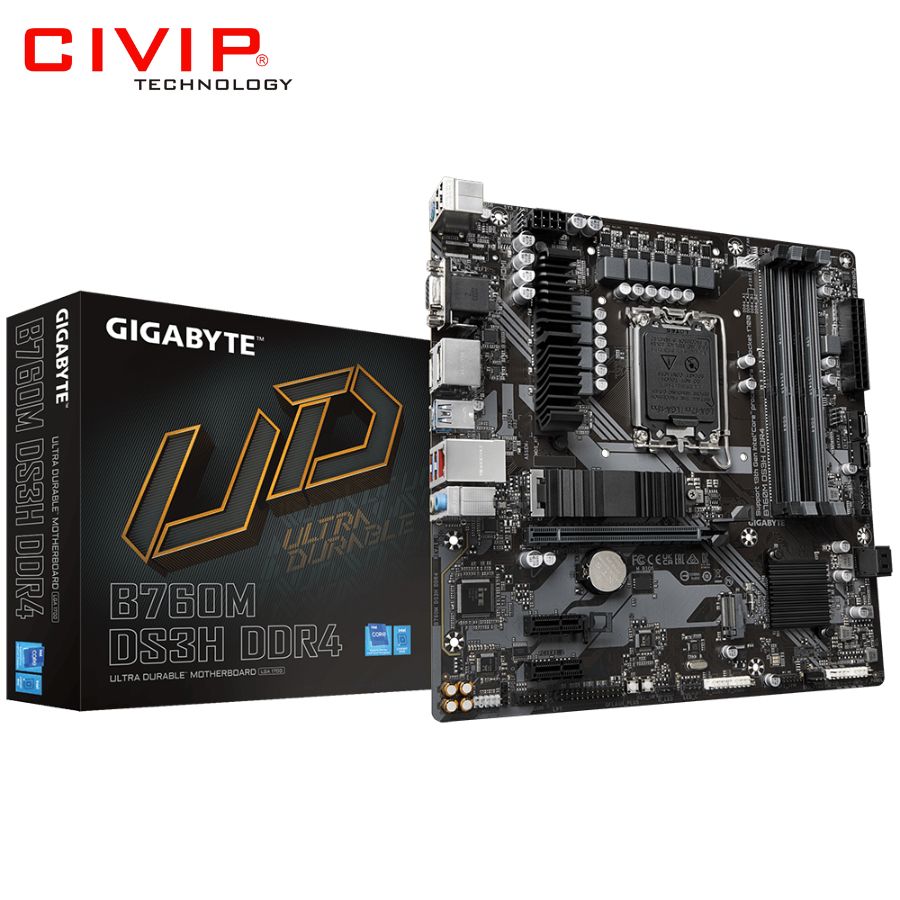 Mainboard Gigabyte B760M DS3H DDR4 (Chipset B760, Socket Intel LGA1700, DDR4, DP / HDMI / VGA, mATX)