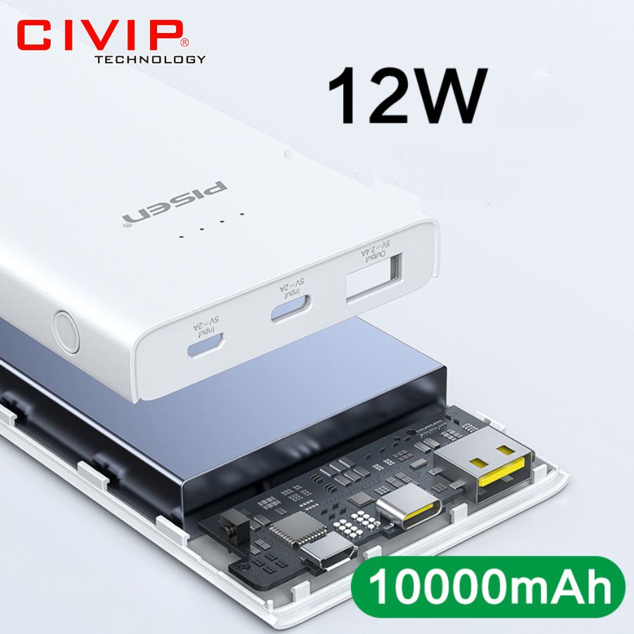 Sạc dự phòng Ultra - PISEN FAST 12W Electric Library 10000mAh TS-D324