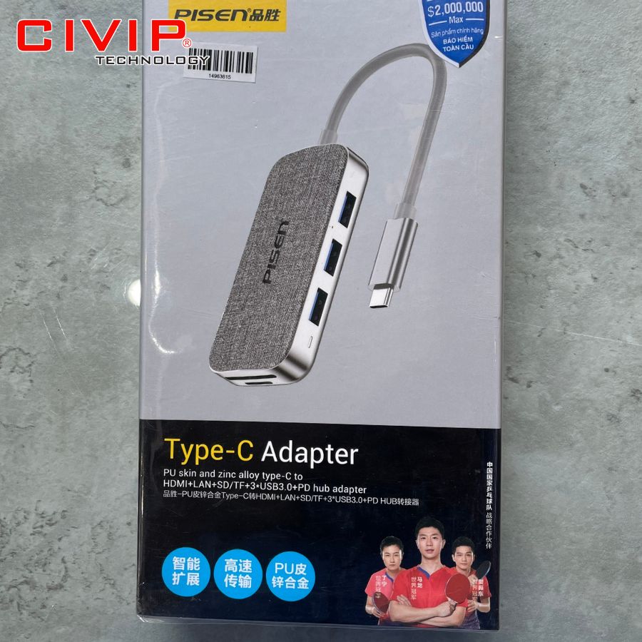 Bộ chuyển PISEN Type C 8 trong 1 (LS-RDK- DS06)