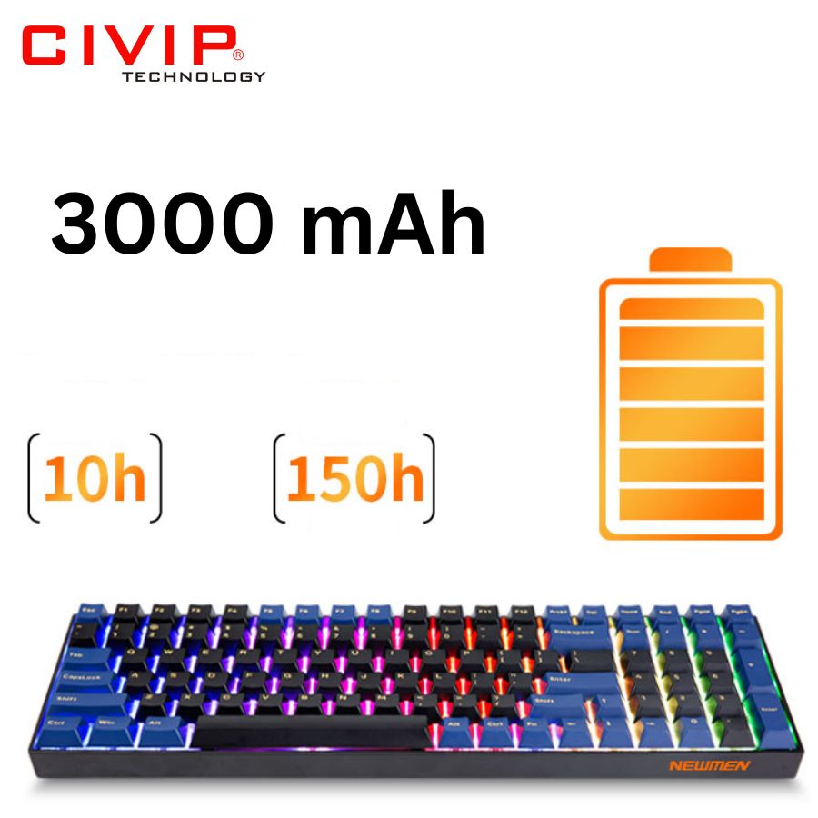 Bàn phím cơ không dây NEWMEN Dual Mode GM1000 (Tiên Hạc - Trăng-Mây) - G-pro Yellow Switch