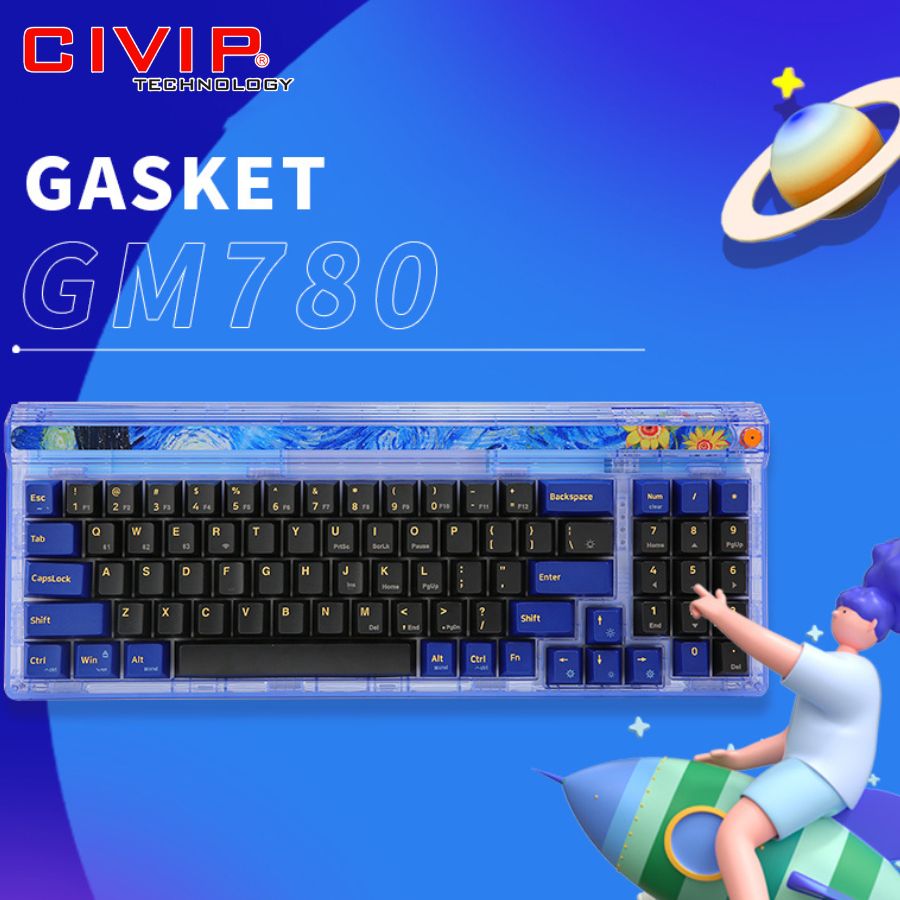 Bàn phím cơ không dây NEWMEN Dual Mode Gasket GM780 Starry - Starry Sky