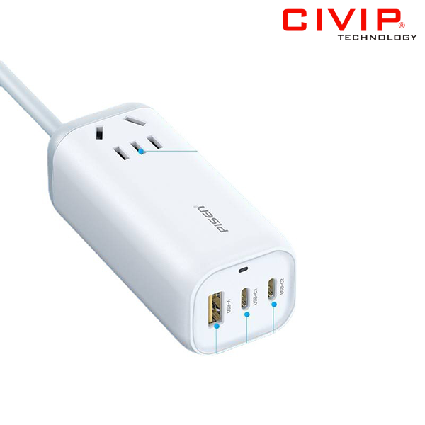 Ổ cắm điện PISEN Quick Desktop Business 1.5M (2C20W+1A, 1AC2500W) (ZY2213-2CA20W)