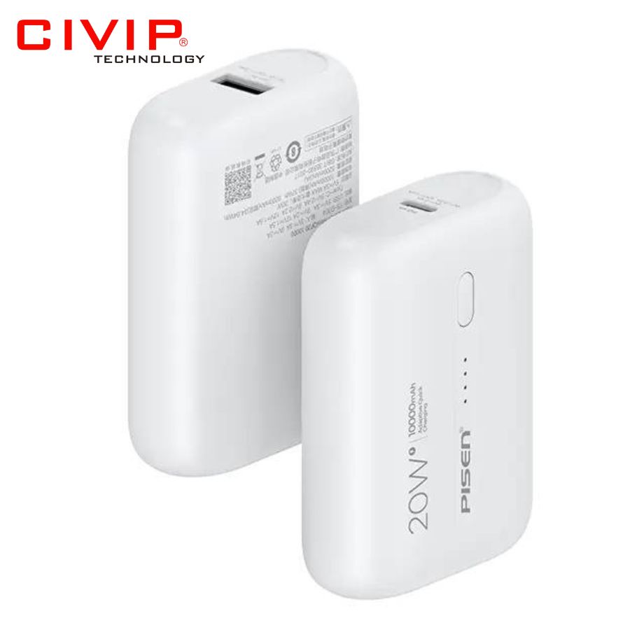 Sạc dự phòng PISEN Quick MiniQP20 10000mAh TS-D304 Trắng