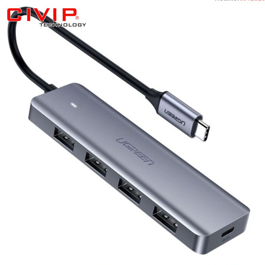 Bộ chia USB Type C 3.0 ra 4 cồng USB màu xám Ugreen 70336