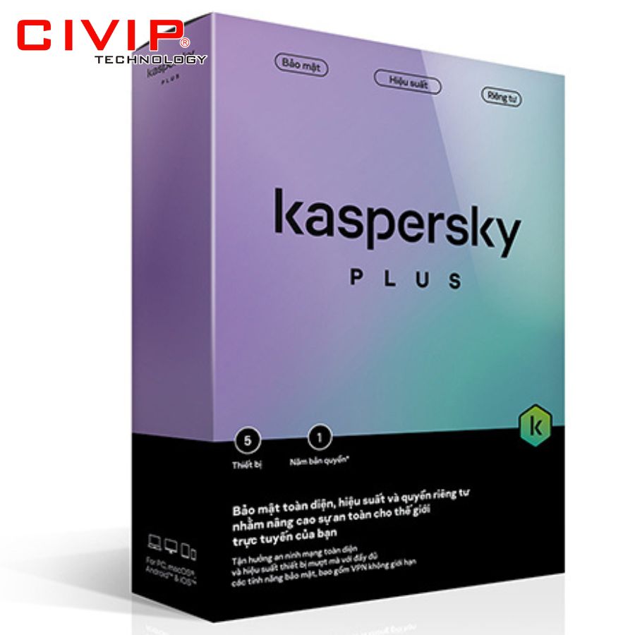 Phần mềm diệt Virus Kaspersky Plus SEA 5-Dvc 1Y Bs RP( KL10414UEFS)