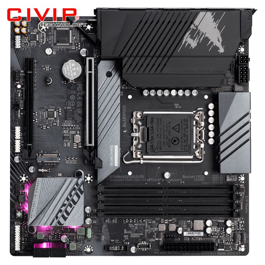 Mainboard GIGABYTE B760M AORUS ELITE DDR5 (Chipset B760, Socket Intel LGA1700, DDR5, DP / HDMI, mATX)