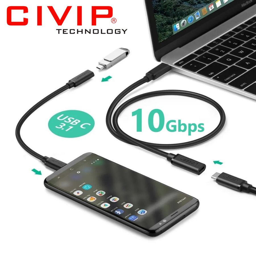 Cáp USB Type C 3.1 nối dài 1M chính hãng Ugreen 10387