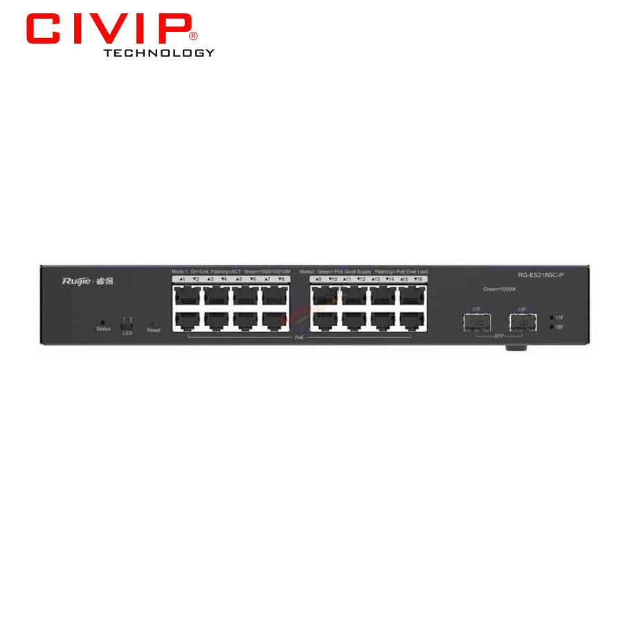 Thiết bị chuyển mạch RUIJIE RG-ES218GC-P 18 Port (16p POE)